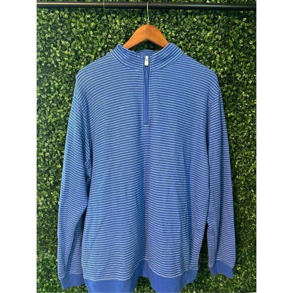 Peter Millar Striped Quarter Zip Pullover Sweater Sz XL - Picture 1 of 4
